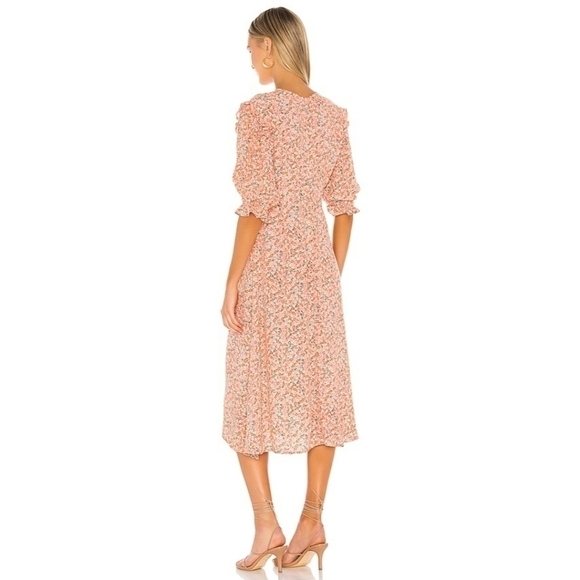 Faithfull The Brand Jean Marie Betina Floral Print Cobalt Blue Midi Dress Size 8 - Picture 9 of 17